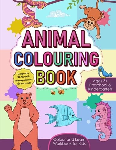 Animal Colouring Book: Colour and Learn Workbook for Kids