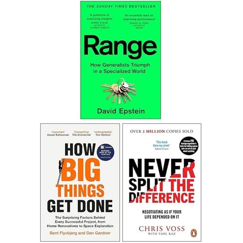 Range, How Big Things Get Done, Never Split the Difference 3 Books Collection Set