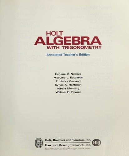 Holt Algebra with Trigonometry (Annotated Teacher's Edition)
