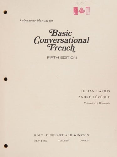 Laboratory Manual For Basic Conversational French, 5th Ed