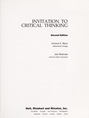 INVITATION CRITICAL THNKNG 2/E