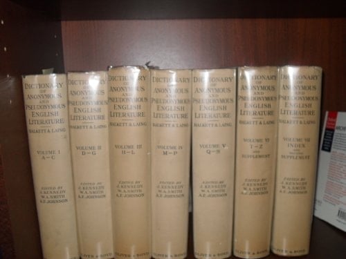 Dictionary of Anonymous and Pseudonymous English Literature: v. 8