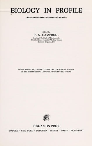 Biology in profile: A guide to the many Branches of Biology