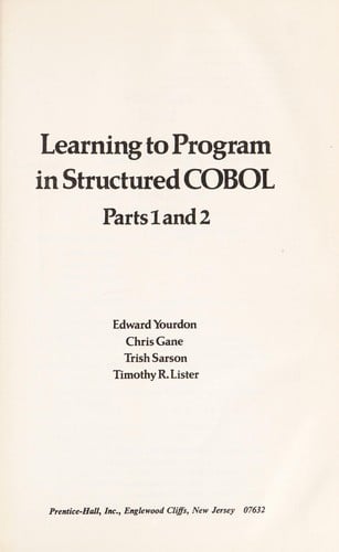 Learning to Program in Structured Cobol/Parts 1 & 2 (Prentice-Hall Software Series)