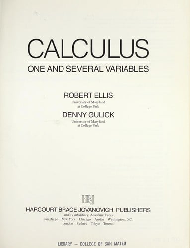 Calculus: One and Several Variables