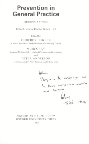 Prevention in General Practice (Oxford General Practice Series, 23)