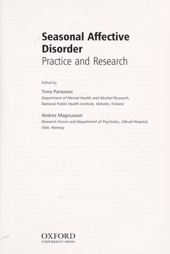 Seasonal Affective Disorder: Practice and Research