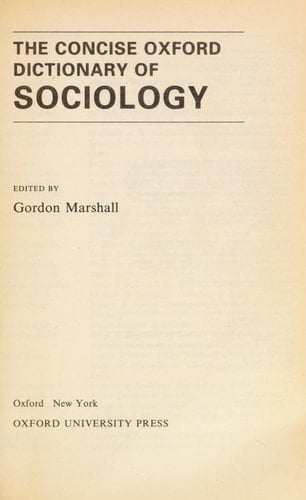 The Concise Oxford Dictionary of Sociology (Oxford Quick Reference)