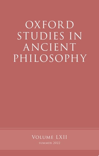 Oxford Studies in Ancient Philosophy, Volume 62