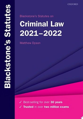 Blackstone's Statutes on Criminal Law 2021-2022 (Blackstone's Statute Series)