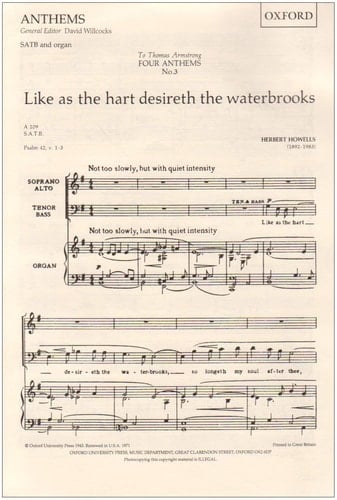 Like as the Hart Desireth the Waterbrooks: Vocal Score