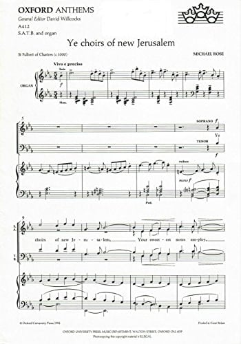 Ye choirs of new Jerusalem: S.A.T.B. and organ (Oxford anthems)