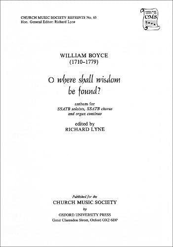 O where shall wisdom be found? (Church Music Society publications, CMSR65)