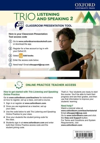 Trio Listening and Speaking Level Two Teacher's Online Practice Pack with Classroom Presentation Tool