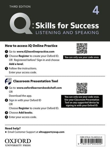 Q3e 4 Listening and Speaking IQ and Classroom Presentation Tool: Teacher Access Code Card Pack