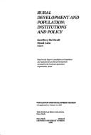 Rural Development and Population: Institutions and Policy A Supplement to Population and Development Review, Volume 15, 1989 (Population and Development Review Supplements, 15)