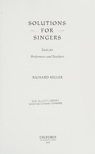 Solutions for Singers: Tools for Every Performer and Teacher