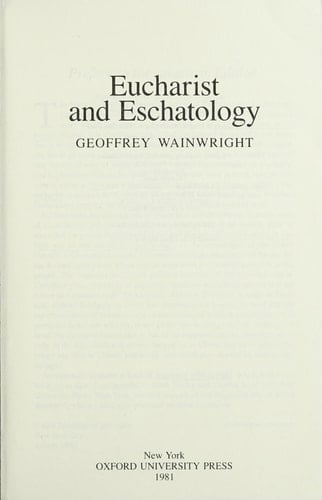 Eucharist and Eschatology