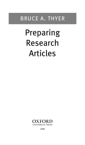 Preparing Research Articles (Pocket Guides to Social Work Research Methods)