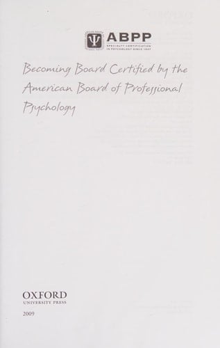 Becoming Board Certified by the American Board of Professional Psychology