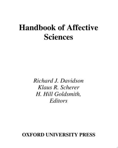 Handbook of Affective Sciences (Series in Affective Science)