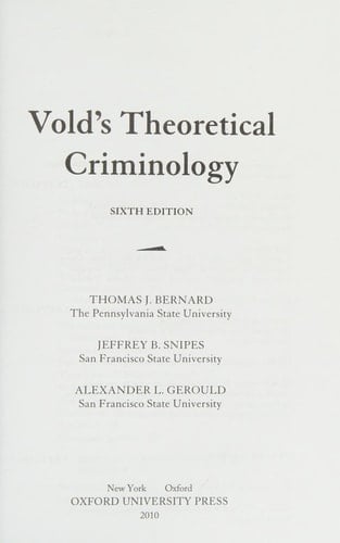 Vold's Theoretical Criminology