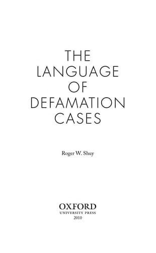 The Language of Defamation Cases