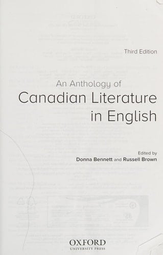 An Anthology of Canadian Literature in English
