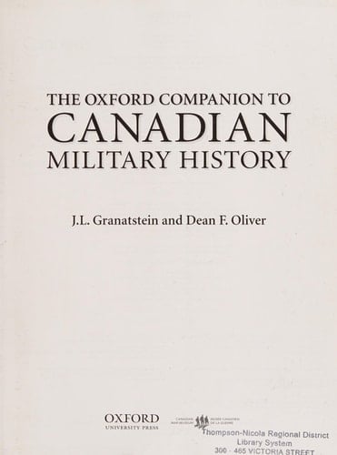The Oxford Companion to Canadian Military History
