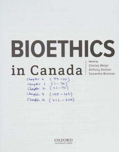 Bioethics in Canada