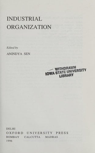 Industrial Organization (Oxford in India Readings: Themes in Economics)