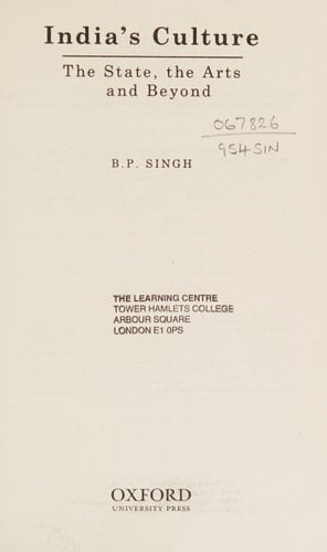 India's Culture: The State, the Arts and Beyond