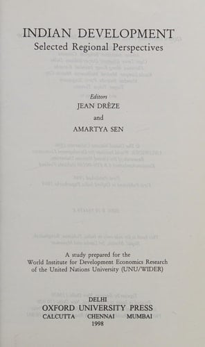 Indian Development: Selected Regional Perspectives