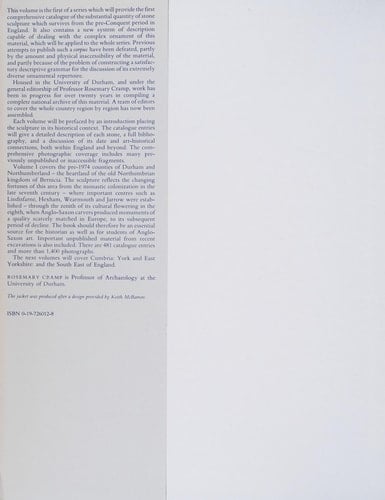 The Corpus of Anglo-Saxon Stone Sculpture: Volume 1: County Durham and Northumberland