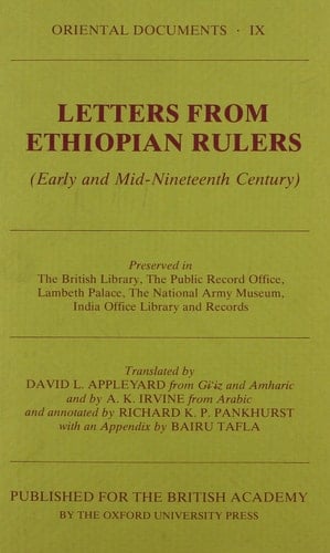Letters from Ethiopian Rulers (Early and Mid-Nineteenth Century) (Oriental Documents IX)