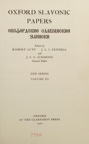 Oxford Slavonic Papers: New Series: v. 3