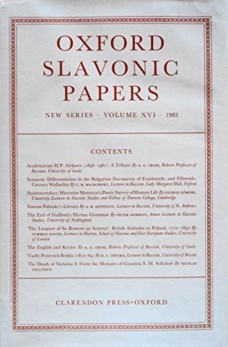 Oxford Slavonic Papers (Oxford Slavonic Papers New Series, Volume XVI)