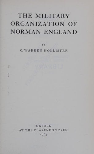 The Military Organization of Norman England