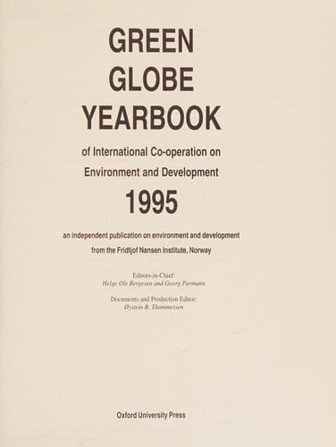 Green Globe Yearbook of International Co-operation on Environment and Development 1995
