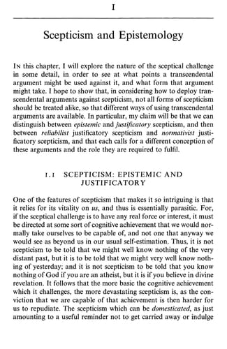 Transcendental Arguments and Scepticism: Answering the Question of Justification