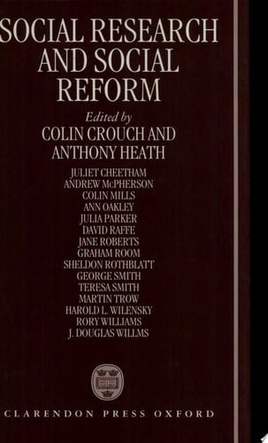 Social Research and Social Reform: Essays in Honour of A. H. Halsey