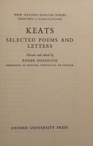 Keats Selected Poems and Letters