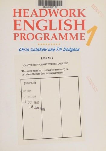 Headwork English Programme: Bk.1 (Headwork)