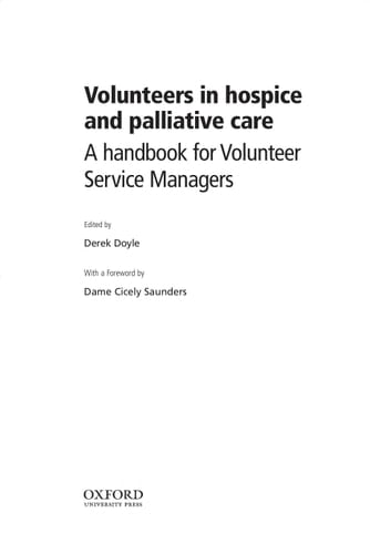 Volunteers in Hospice and Palliative Care: A Handbook for Volunteer Service Managers