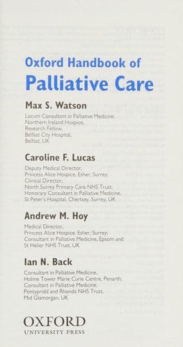 OXFORD HANDBOOK IN PALLIATIVE CARE: PART 2.