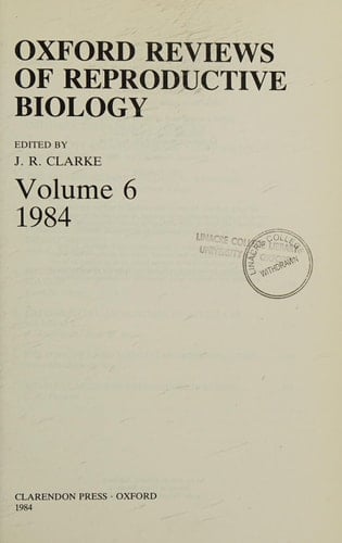 Oxford Reviews of Reproductive Biology: Volume 6