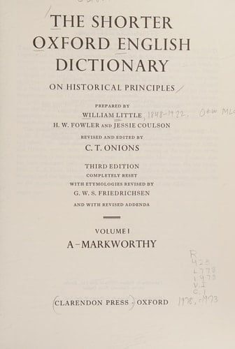 The Shorter Oxford English Dictionary (Plain)