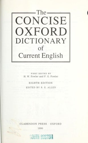 The Concise Oxford Dictionary of Current English: with thumb index