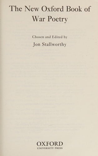 The New Oxford Book of War Poetry