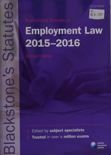 Blackstone's Statutes on Employment Law 2015-2016 (Blackstone's Statute Series)